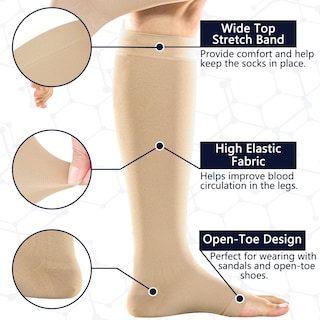 Foto 4 | Foto 4 | Calcetines De Compresión +md De 20 A 30 Mm Hg Para Mujeres Y Hombres 2 Pares - Venta Internacional.