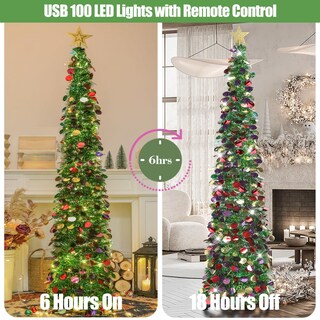 Foto 3 | Foto 3 | Árbol De Navidad Sintenill Desplegable De 6 Pies Con 100 Luces Led De Color Verde - Venta Internacional.