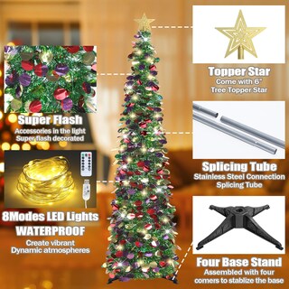 Foto 7 | Foto 7 | Árbol De Navidad Sintenill Desplegable De 6 Pies Con 100 Luces Led De Color Verde - Venta Internacional.