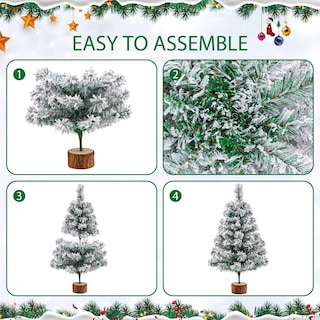 Foto 4 | Foto 4 | Árbol De Navidad Glyinnhe 60 Cm Verde Con Nieve Flocada Y Soporte - Venta Internacional.