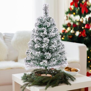 Foto 5 | Foto 5 | Árbol De Navidad Glyinnhe 60 Cm Verde Con Nieve Flocada Y Soporte - Venta Internacional.