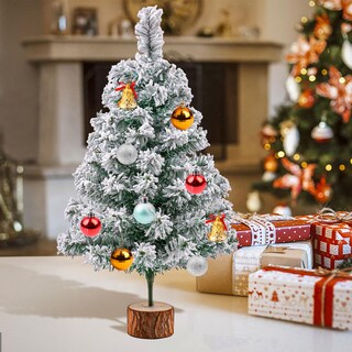 Foto 6 | Foto 6 | Árbol De Navidad Glyinnhe 60 Cm Verde Con Nieve Flocada Y Soporte - Venta Internacional.