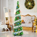 Árbol De Navidad Pinkswan De 1 5 M Con Luces Oropel Verde Y Plateado - Venta Internacional.