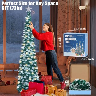 Foto 6 | Foto 6 | Árbol De Navidad Sintenill Desplegable De 6 Pies Con Temporizador Luces Y Adornos - Venta Internacional.