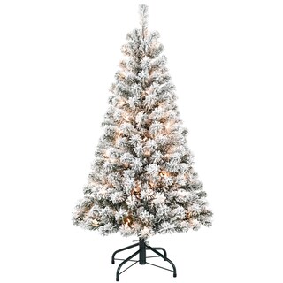 Foto 1 | Foto 1 | Árbol De Navidad Liguanow 4 Pies Preiluminado Con Nieve Flocado Con Luces - Venta Internacional.