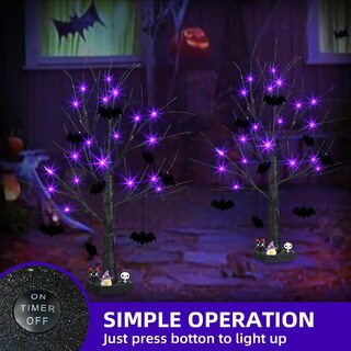 Foto 4 | Foto 4 | Árbol De Halloween Eambrite Negro De 2 Pies Con 24 Luces Led Moradas 8 Murciélagos - Venta Internacional.