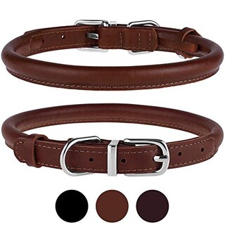 Foto 1 | Foto 1 | Collar Para Perro Bronzedog De Cuero Enrollado Duradero Para Cuello De 15 A 18 Cm - Venta Internacional.