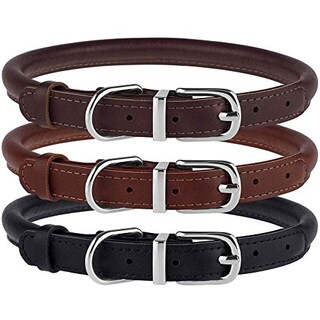 Foto 6 | Foto 6 | Collar Para Perro Bronzedog De Cuero Enrollado Duradero Para Cuello De 15 A 18 Cm - Venta Internacional.