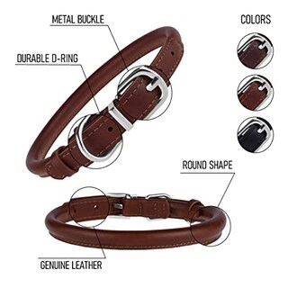 Foto 7 | Foto 7 | Collar Para Perro Bronzedog De Cuero Enrollado Duradero Para Cuello De 15 A 18 Cm - Venta Internacional.