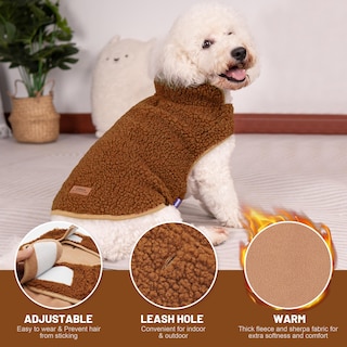 Foto 4 | Foto 4 | Dog Coats Cyeollo Forro Polar Reversible Cuello Alto Para Invierno Marrón - Venta Internacional.