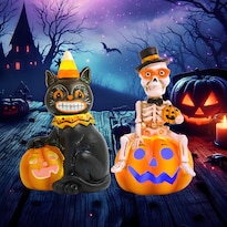 Decoraciones De Halloween Gognome Vintage  Paquete De 2  Esqueleto Y Gato - Venta Internacional.