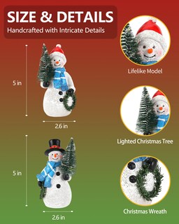 Foto 5 | Foto 5 | Figuras De Muñeco De Nieve De Resina Gognome Duo Con Árbol De Navidad Iluminado - Venta Internacional.