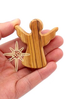 Foto 1 | Foto 1 | Figura De Ángel Guardián De Madera De Olivo De Dacaret Factory 6 Cm - Venta Internacional.