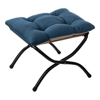Foto 1 | Foto 1 | Taburete Reposapiés Plegable Abocofur 15 (h) Acolchado Con Detalles Azul Marino - Venta Internacional.