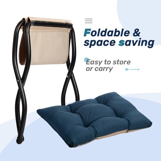 Foto 6 | Foto 6 | Taburete Reposapiés Plegable Abocofur 15 (h) Acolchado Con Detalles Azul Marino - Venta Internacional.