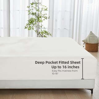 Foto 7 | Foto 7 | Sábana Bajera Ajustable Gokotta Bamboo Rayon 16 Pulgadas Pocket Queen Cream - Venta Internacional.
