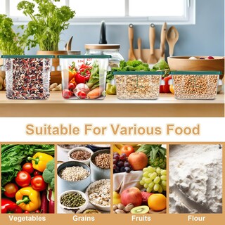 Foto 4 | Foto 4 | Recipiente De Almacenamiento De Alimentos Barydat Cuadrado Transparente De 2 Y 4 Cuartos De Galón (verde) - Venta Internacional.