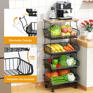 Foto 2 | Foto 2 | Cesta Para Frutas Y Verduras Gsiekare De 5 Niveles  Apilable Con Ruedas - Venta Internacional.