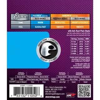 Foto 2 | Foto 2 | Cuerdas Para Guitarra Acústica Elixir 80/20 Bronze Con Revestimiento Polyweb - Venta Internacional.