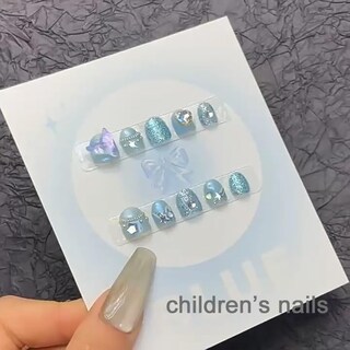 Foto 3 | Foto 3 | Press On Nails Jieadjie 100% Hecho A Mano Para Niños En Edad Escolar Color Azul - Venta Internacional.