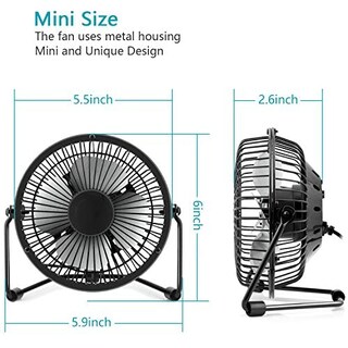 Foto 6 | Foto 6 | Ventilador De Escritorio Xasla Usb Pequeño De 10 Cm Con Ángulo De Inclinación Ajustable De 360° Negro - Venta Internacional.