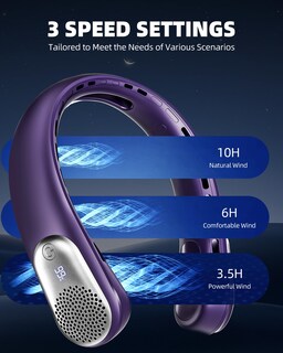 Foto 4 | Foto 4 | Ventilador De Cuello Portátil Meonov De 4000 Mah Con Led De 3 Velocidades Del Viento Color Morado - Venta Internacional.