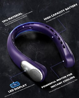 Foto 7 | Foto 7 | Ventilador De Cuello Portátil Meonov De 4000 Mah Con Led De 3 Velocidades Del Viento Color Morado - Venta Internacional.