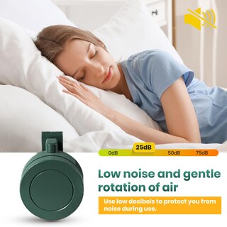 Foto 4 | Foto 4 | Miniventilador Sin Aspas Portátil Silencioso De 3 Velocidades Con Clip Color Verde - Venta Internacional.