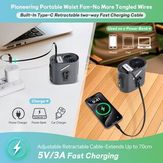 Foto 4 | Foto 4 | Ventilador De Cintura Portátil Con Clip Ecger Mf118 Con Batería De 6000 Mah - Venta Internacional.