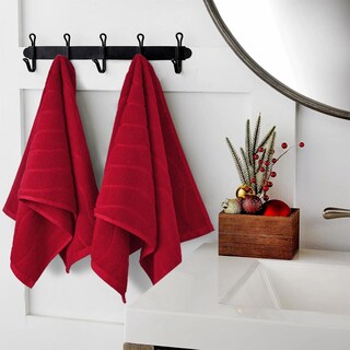 Foto 2 | Foto 2 | Juego De Toallas De Mano Jacquotha Red Wavy Jacquard 100% Algodón - Venta Internacional.