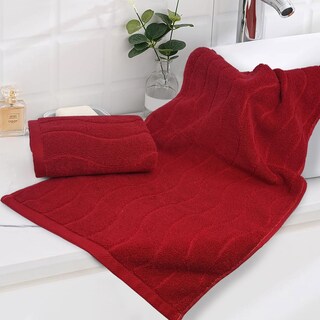Foto 3 | Foto 3 | Juego De Toallas De Mano Jacquotha Red Wavy Jacquard 100% Algodón - Venta Internacional.