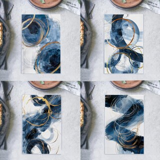 Foto 4 | Foto 4 | Juego De Paños De Cocina Qpenm Abstract Azul Marino Y Dorado 4 Unidades - Venta Internacional.