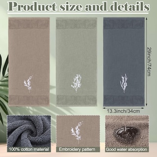 Foto 2 | Foto 2 | Toallas De Mano Fuweave Boho Botanical Bordadas 100% Algodón X3 - Venta Internacional.