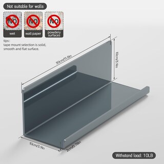 Foto 6 | Foto 6 | Estantería Flotante Adhesiva Pavstine De Acrílico 30 Cm Color Gris - Venta Internacional.