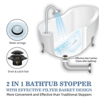 Foto 2 | Foto 2 | Tapón Para Bañera 2 En 1  Tapón Para Bañera Y Desagüe  Colector De Pelo  Negro - Venta Internacional.