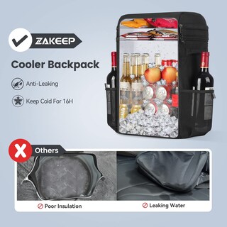 Foto 3 | Foto 3 | Mochila Térmica Zakeep 36 Latas Multifuncional A Prueba De Fugas Negra - Venta Internacional.