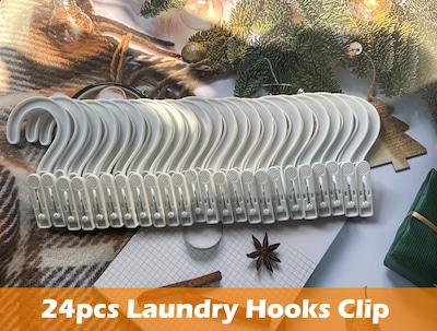 Foto 7 | Foto 7 | Ganchos De Lavandería Con Clip Para Perchas De Ropa 24 Unidades Color Blanco - Venta Internacional.