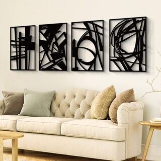 Foto 2 | Foto 2 | Arte De Pared De Metal Glamativity Negro Abstracto Paquete De 4 Unidades Talla M - Venta Internacional.
