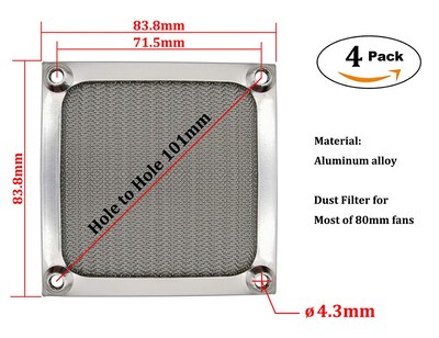 Foto 2 | Foto 2 | Grill Con Filtro De Ventilador  80 Mm  Imsurqltyprise  Aluminio Plateado  Paquete De 4 - Venta Internacional.