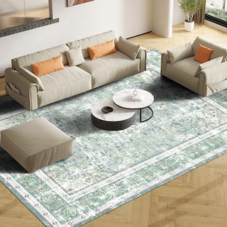 Foto 2 | Foto 2 | Alfombra Vhong Boho Lavable Vintage Moderna 150 X 210 Cm Verde - Venta Internacional.