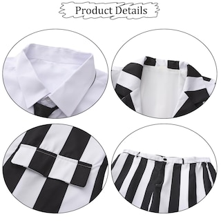 Foto 5 | Foto 5 | Disfraz De Halloween Ibq Traje De Rayas Blancas Y Negras Para Hombre Y Adulto - Venta Internacional.