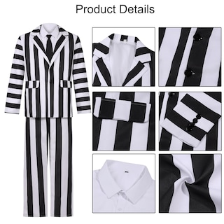 Foto 3 | Foto 3 | Disfraz De Halloween Diyln Traje De Rayas Blancas Y Negras Para Hombre Y Adulto - Venta Internacional.