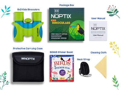 Foto 3 | Foto 3 | Binoculares Noptix Real 8x21 Para Niños Con Libro De Pegatinas Verde Y Azul - Venta Internacional.