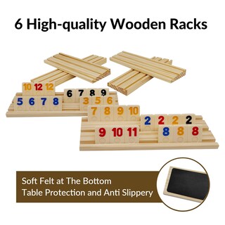 Foto 3 | Foto 3 | Set De Juego Rummy Cube Uvcany Para 6 Jugadores Con Estantes De Madera Y Funda - Venta Internacional.