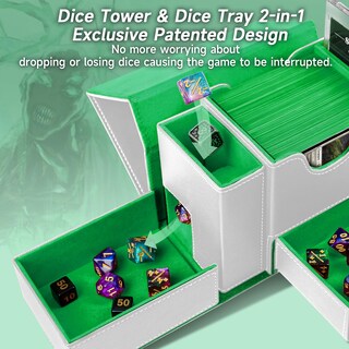 Foto 2 | Foto 2 | Caja De Cubierta Bandeja De Dados Y Torre 2 En 1 Para Mtg Commander Blanco/verde - Venta Internacional.