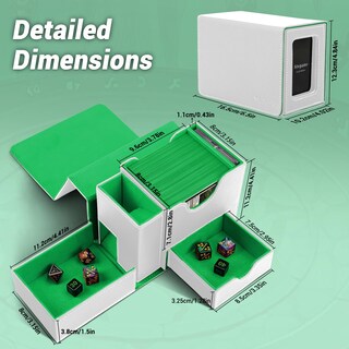 Foto 6 | Foto 6 | Caja De Cubierta Bandeja De Dados Y Torre 2 En 1 Para Mtg Commander Blanco/verde - Venta Internacional.