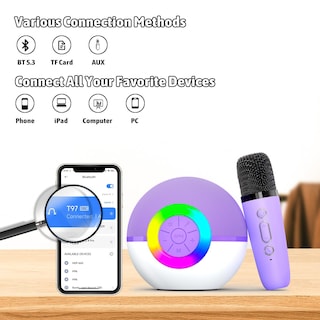 Foto 2 | Foto 2 | Micrófono Para Karaoke Heroange Con 2 Micrófonos Inalámbricos Color Morado - Venta Internacional.