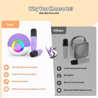 Foto 7 | Foto 7 | Micrófono Para Karaoke Heroange Con 2 Micrófonos Inalámbricos Color Morado - Venta Internacional.