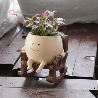 Foto 2 | Foto 2 | Maceta Umesong Con Forma De Mecedora Con Forma De Cara Sonriente Flor De Resina - Venta Internacional.