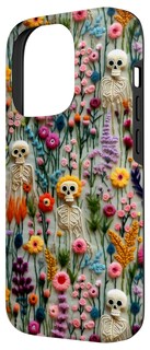 Foto 2 | Foto 2 | Funda De Teléfono Retro Con Forma De Calavera Con Flores En Flor Para Iphone 14 Pro - Venta Internacional.